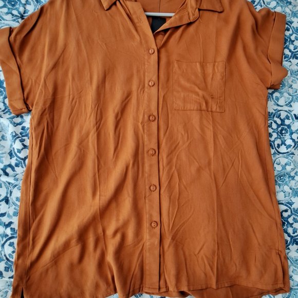 Lulus blythe button down orange blouse - Picture 4 of 4